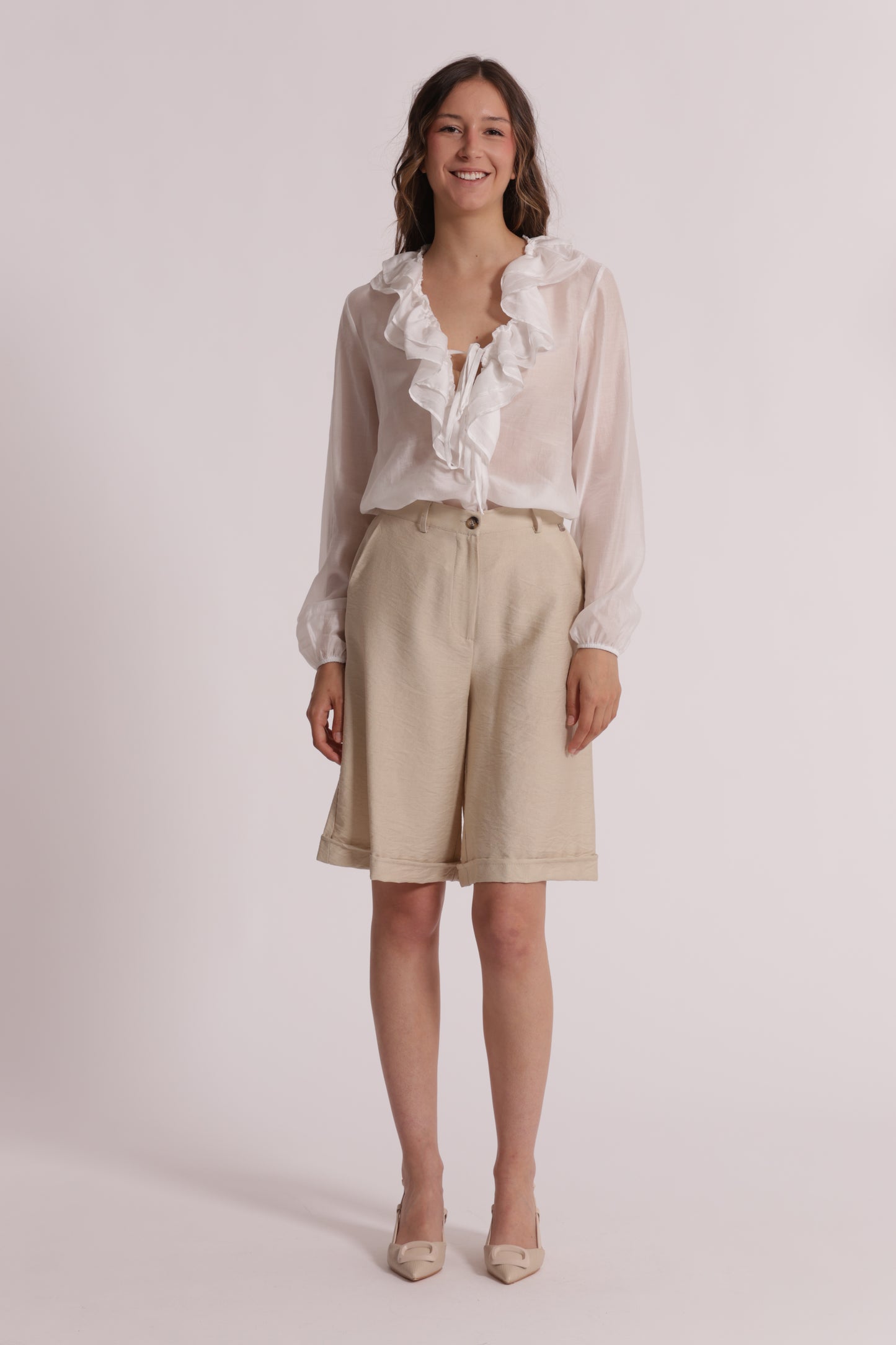 BLUSA A MANICHE LUNGHE CON ROUCHES