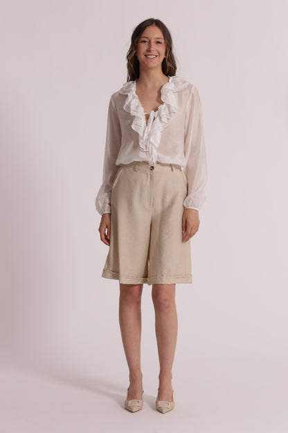 BLUSA A MANICHE LUNGHE CON ROUCHES