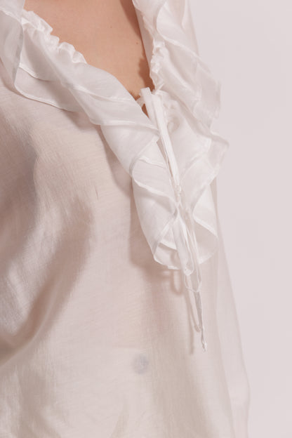 BLUSA A MANICHE LUNGHE CON ROUCHES