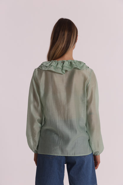 BLUSA A MANICHE LUNGHE CON ROUCHES