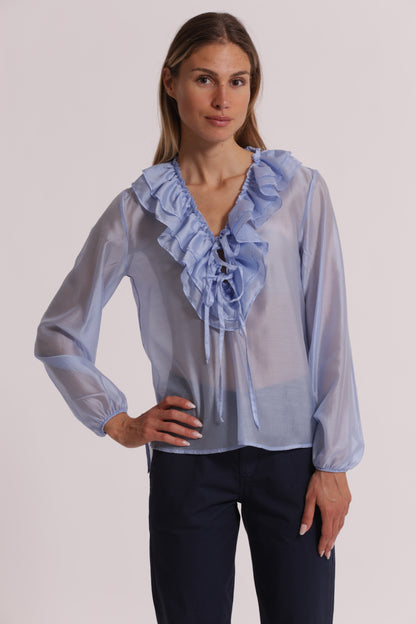 BLUSA A MANICHE LUNGHE CON ROUCHES