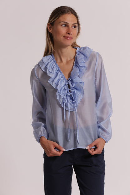 BLUSA A MANICHE LUNGHE CON ROUCHES