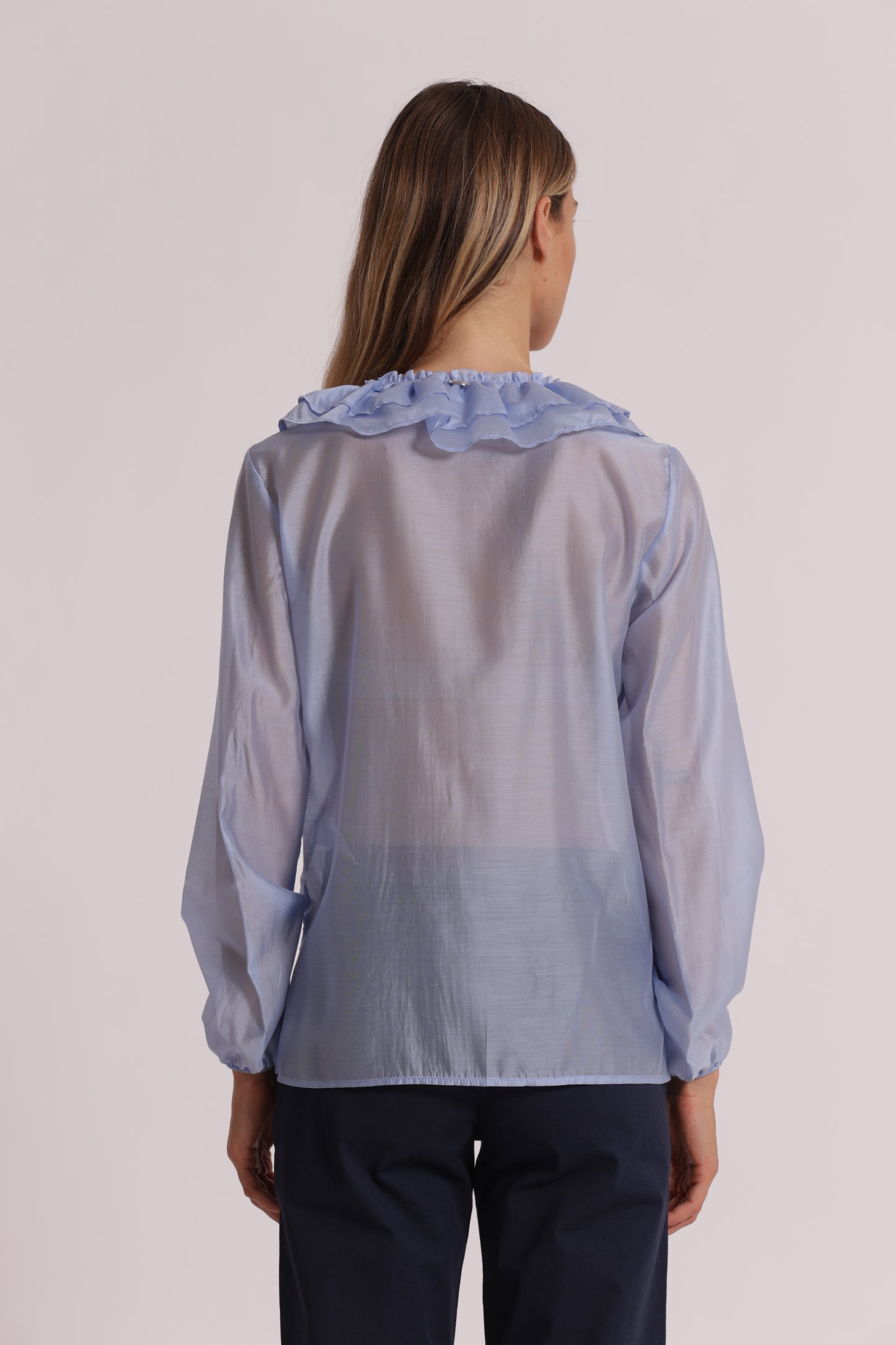 BLUSA A MANICHE LUNGHE CON ROUCHES