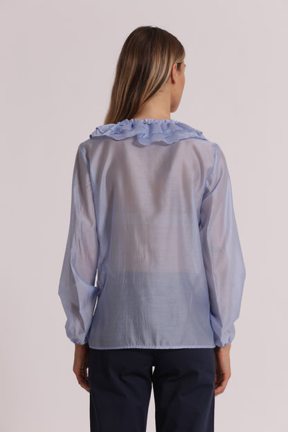 BLUSA A MANICHE LUNGHE CON ROUCHES