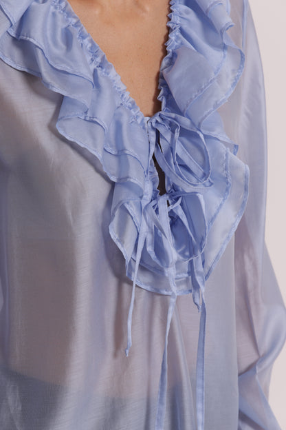 BLUSA A MANICHE LUNGHE CON ROUCHES