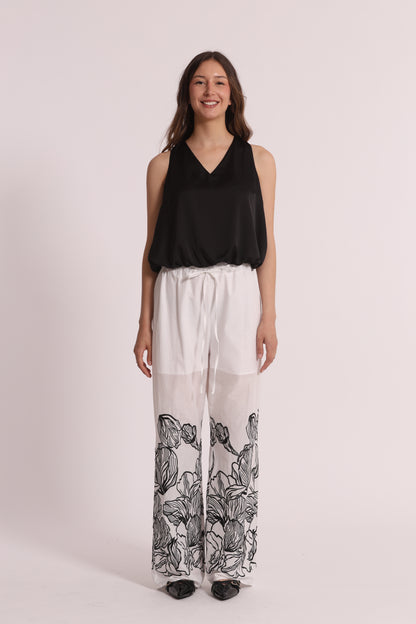PANTALONE LUNGO CON RICAMO