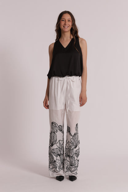 PANTALONE LUNGO CON RICAMO