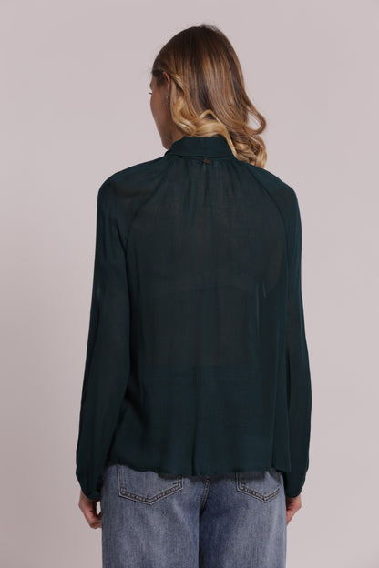 BLUSA CON FIOCCO AL COLLO IN GARZA DI VISCOSA