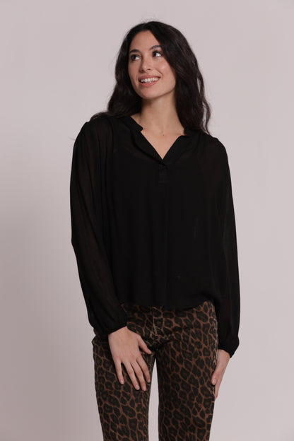 BLUSA CON SCOLLO A V IN GARZA DI VISCOSA