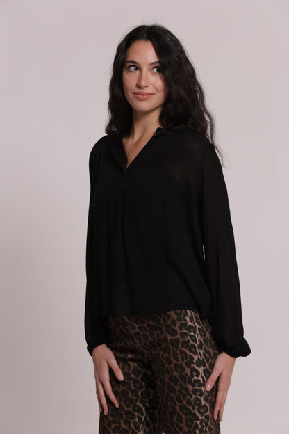 BLUSA CON SCOLLO A V IN GARZA DI VISCOSA