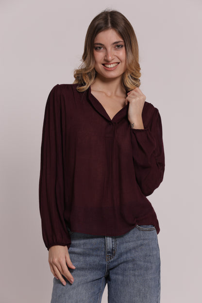 BLUSA CON SCOLLO A V IN GARZA DI VISCOSA
