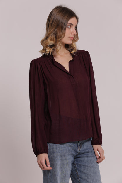 BLUSA CON SCOLLO A V IN GARZA DI VISCOSA