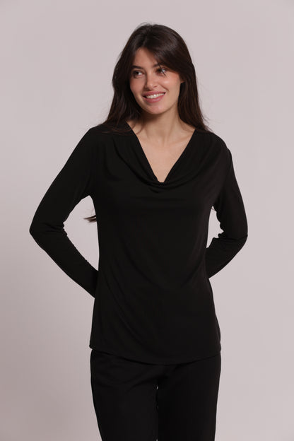 BLUSA CON SCOLLO DRAPPEGGIATO
