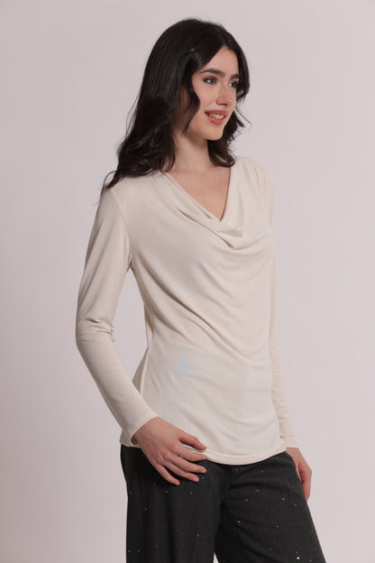 BLUSA CON SCOLLO DRAPPEGGIATO