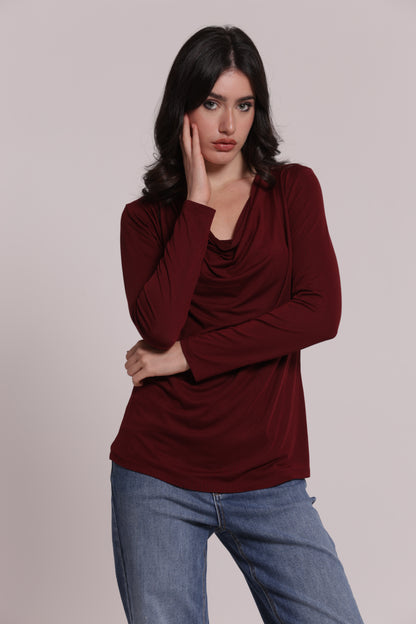 BLUSA CON SCOLLO DRAPPEGGIATO