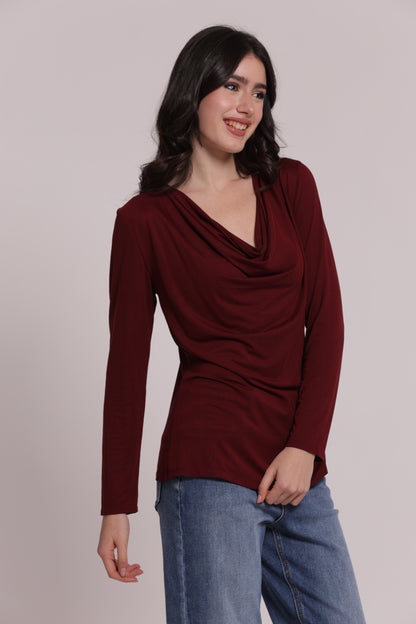 BLUSA CON SCOLLO DRAPPEGGIATO