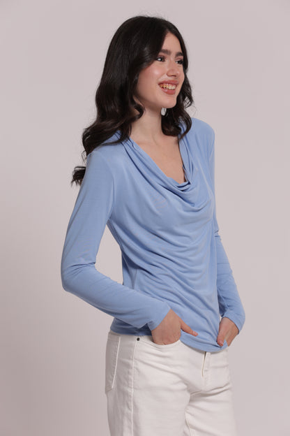 BLUSA CON SCOLLO DRAPPEGGIATO