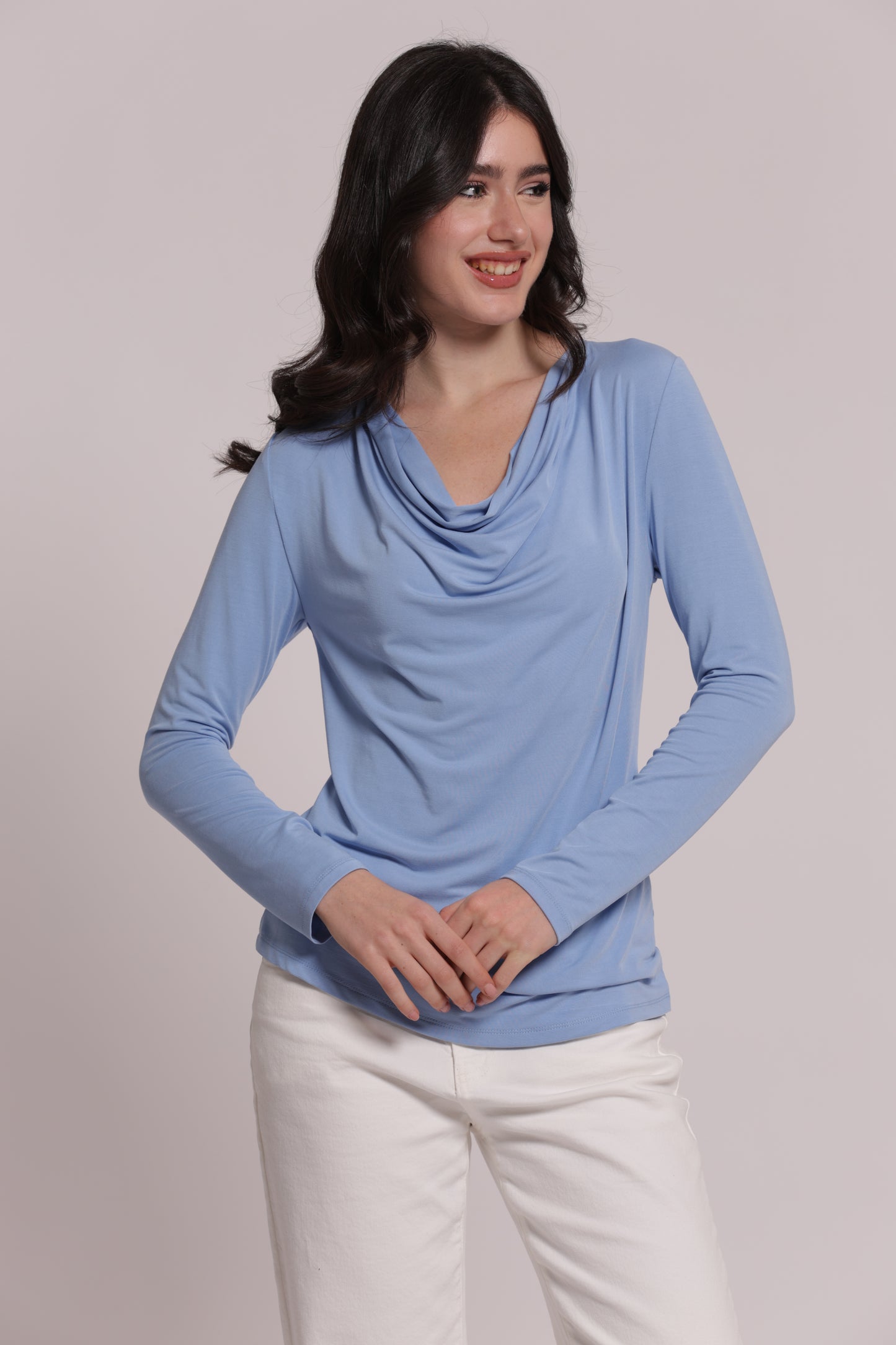 BLUSA CON SCOLLO DRAPPEGGIATO