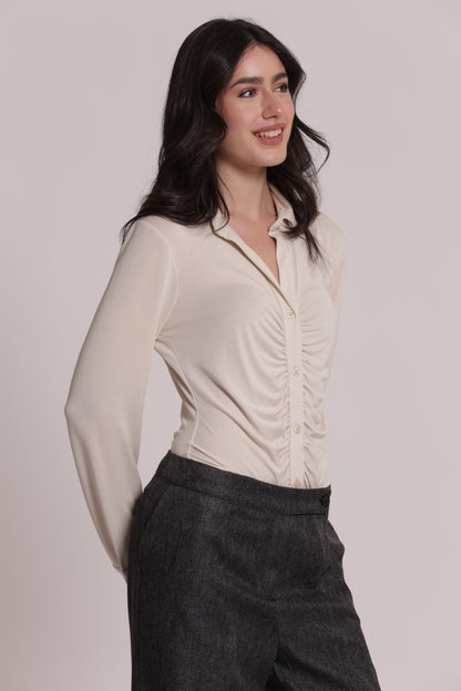 CAMICIA CON DRAPPEGGIO FRONTALE