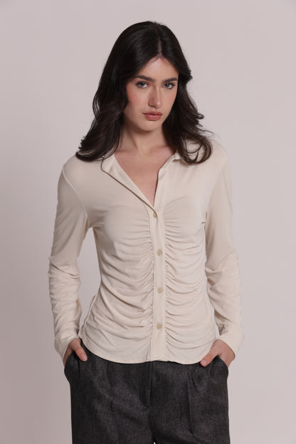 CAMICIA CON DRAPPEGGIO FRONTALE