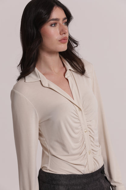 CAMICIA CON DRAPPEGGIO FRONTALE