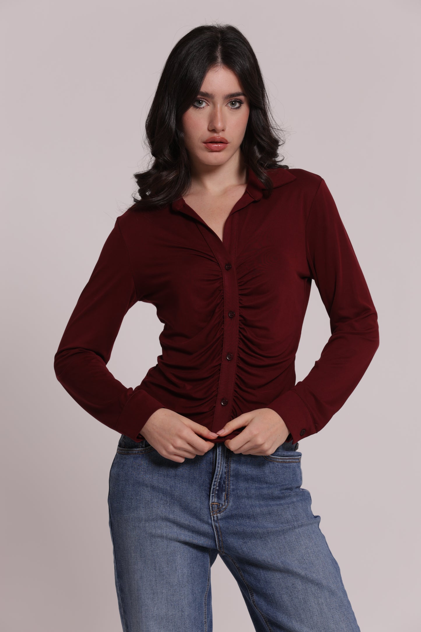 CAMICIA CON DRAPPEGGIO FRONTALE