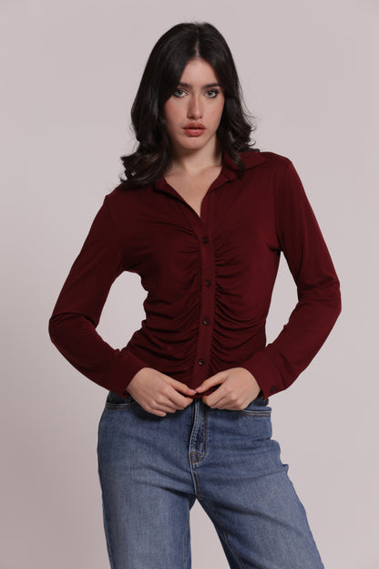 CAMICIA CON DRAPPEGGIO FRONTALE