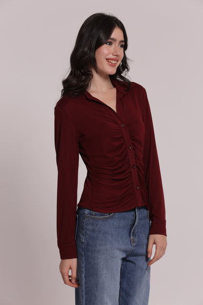 CAMICIA CON DRAPPEGGIO FRONTALE