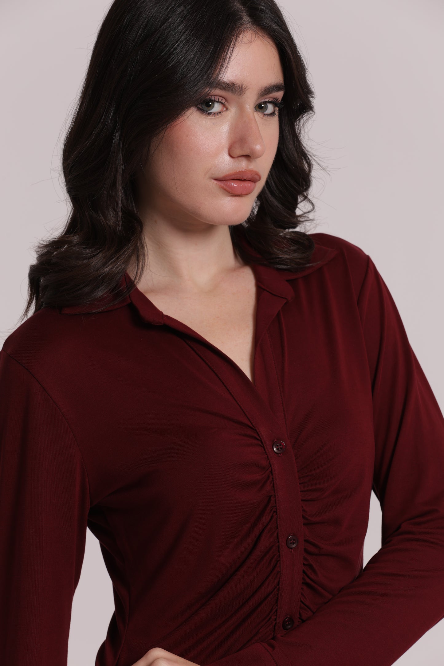 CAMICIA CON DRAPPEGGIO FRONTALE