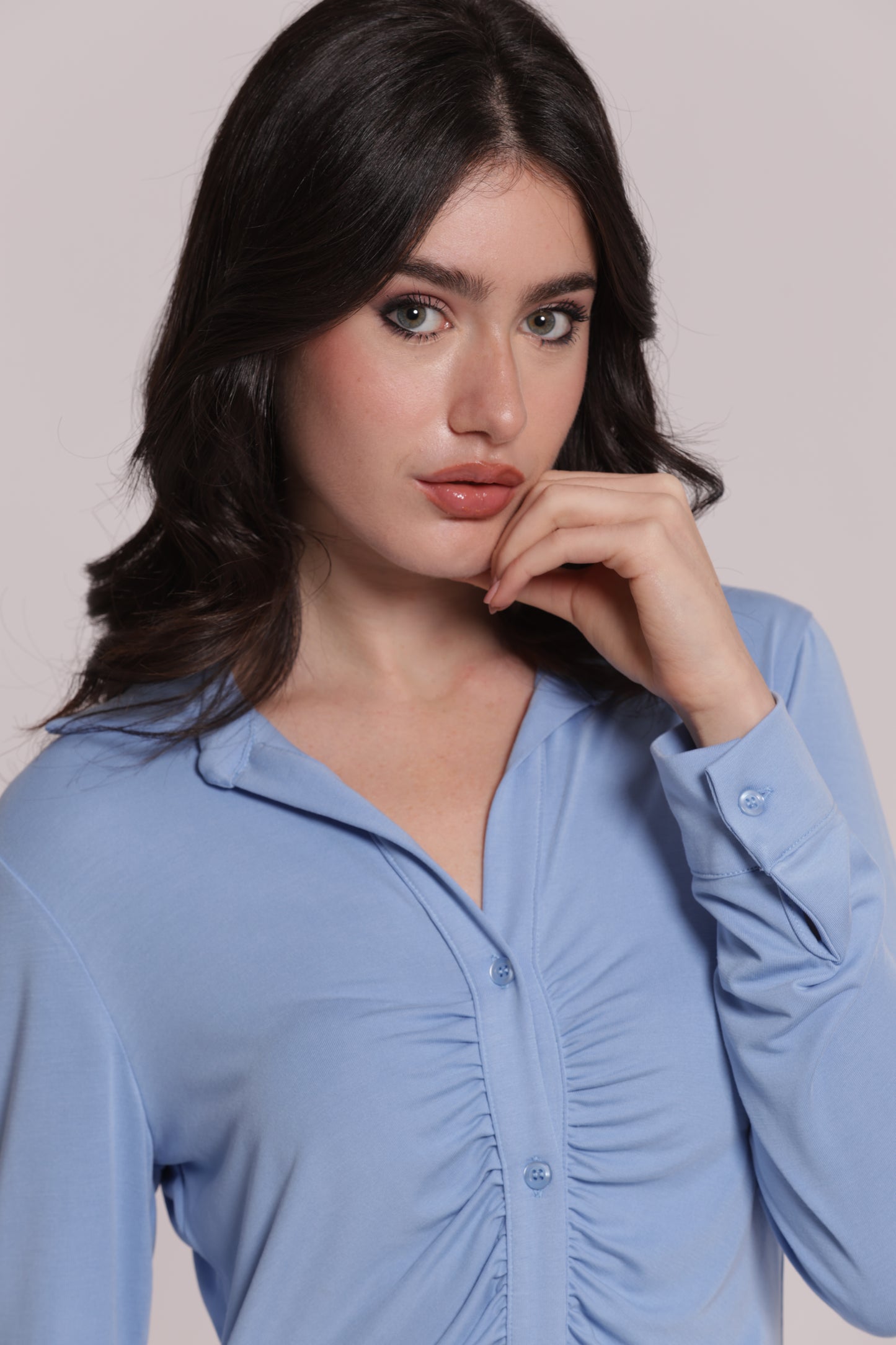 CAMICIA CON DRAPPEGGIO FRONTALE