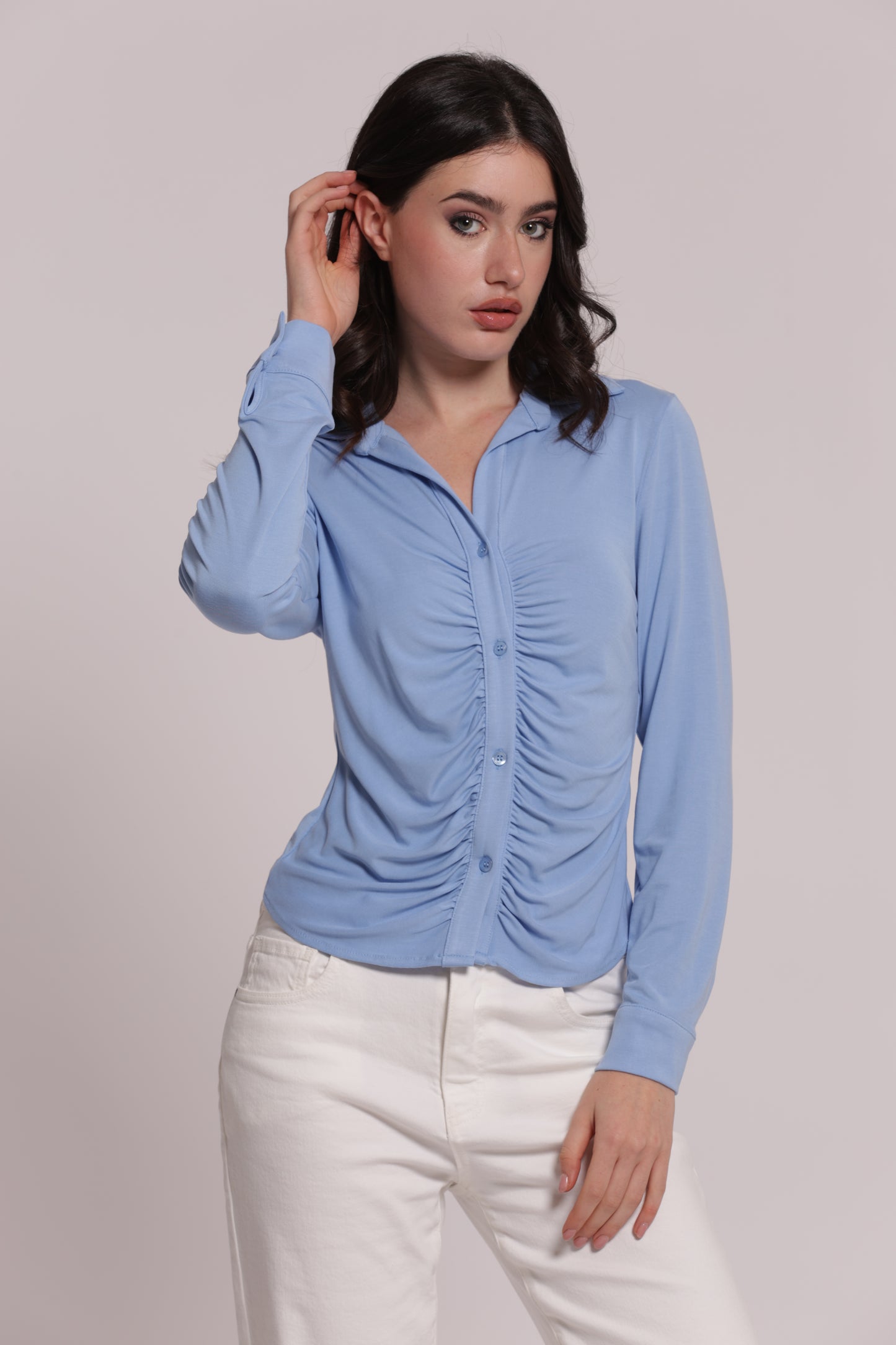 CAMICIA CON DRAPPEGGIO FRONTALE