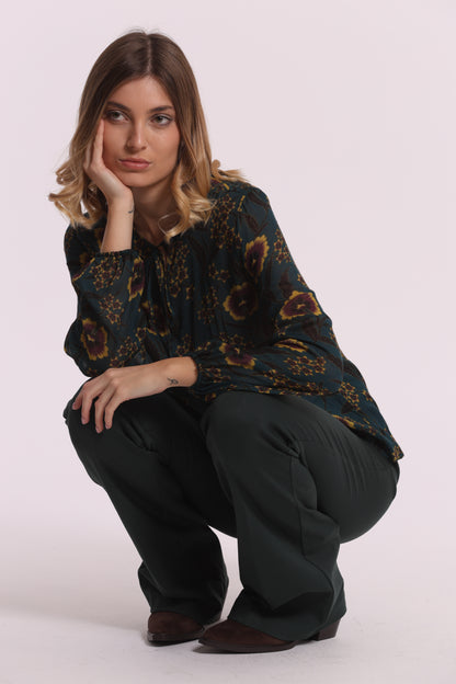 BLUSA CON FIOCCO STAMPA FLOREALE VINTAGE
