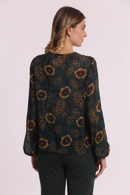 BLUSA CON FIOCCO STAMPA FLOREALE VINTAGE