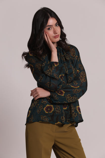 BLUSA CON FIOCCO AMPIO STAMPA FLOREALE VINTAGE