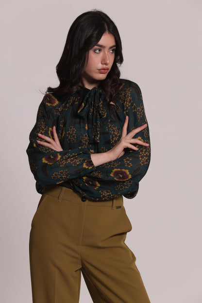 BLUSA CON FIOCCO AMPIO STAMPA FLOREALE VINTAGE
