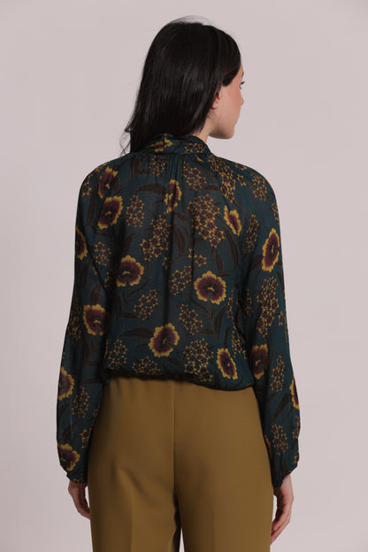 BLUSA CON FIOCCO AMPIO STAMPA FLOREALE VINTAGE