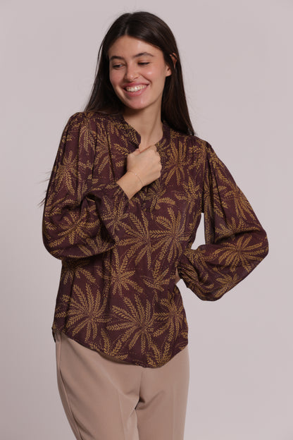 BLUSA SCOLLO A V FANTASIA IN GARZA DI VISCOSA