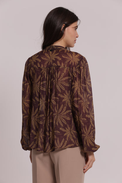 BLUSA SCOLLO A V FANTASIA IN GARZA DI VISCOSA