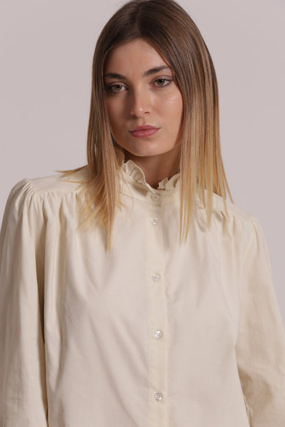CAMICIA CON COLLO ALTO E ROUCHES IN VELLUTO