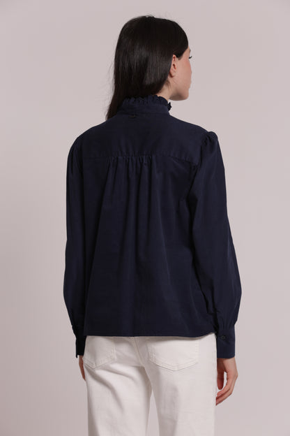 CAMICIA CON COLLO ALTO E ROUCHES IN VELLUTO