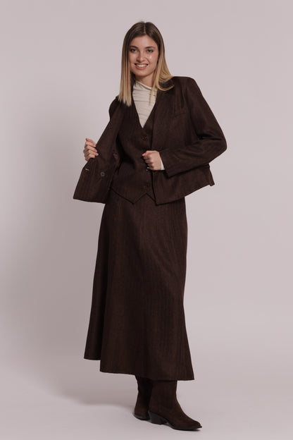 GIACCA CROPPED IN TWEED A SPIGA DI PESCE
