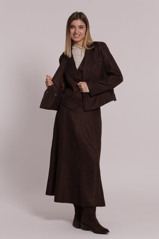 GIACCA CROPPED IN TWEED A SPIGA DI PESCE