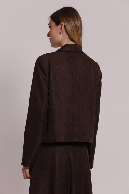 GIACCA CROPPED IN TWEED A SPIGA DI PESCE
