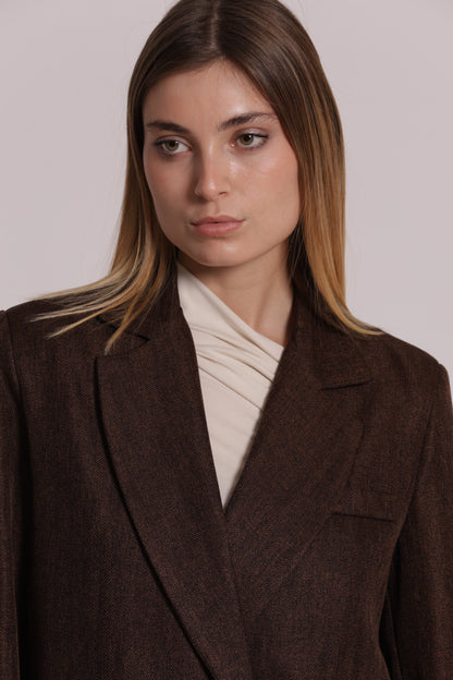 GIACCA CROPPED IN TWEED A SPIGA DI PESCE