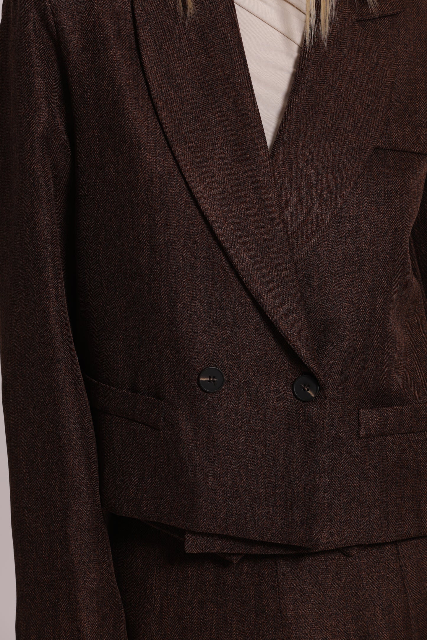 GIACCA CROPPED IN TWEED A SPIGA DI PESCE