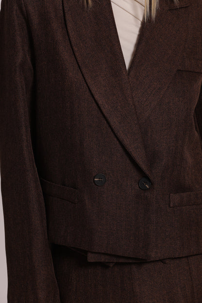 GIACCA CROPPED IN TWEED A SPIGA DI PESCE