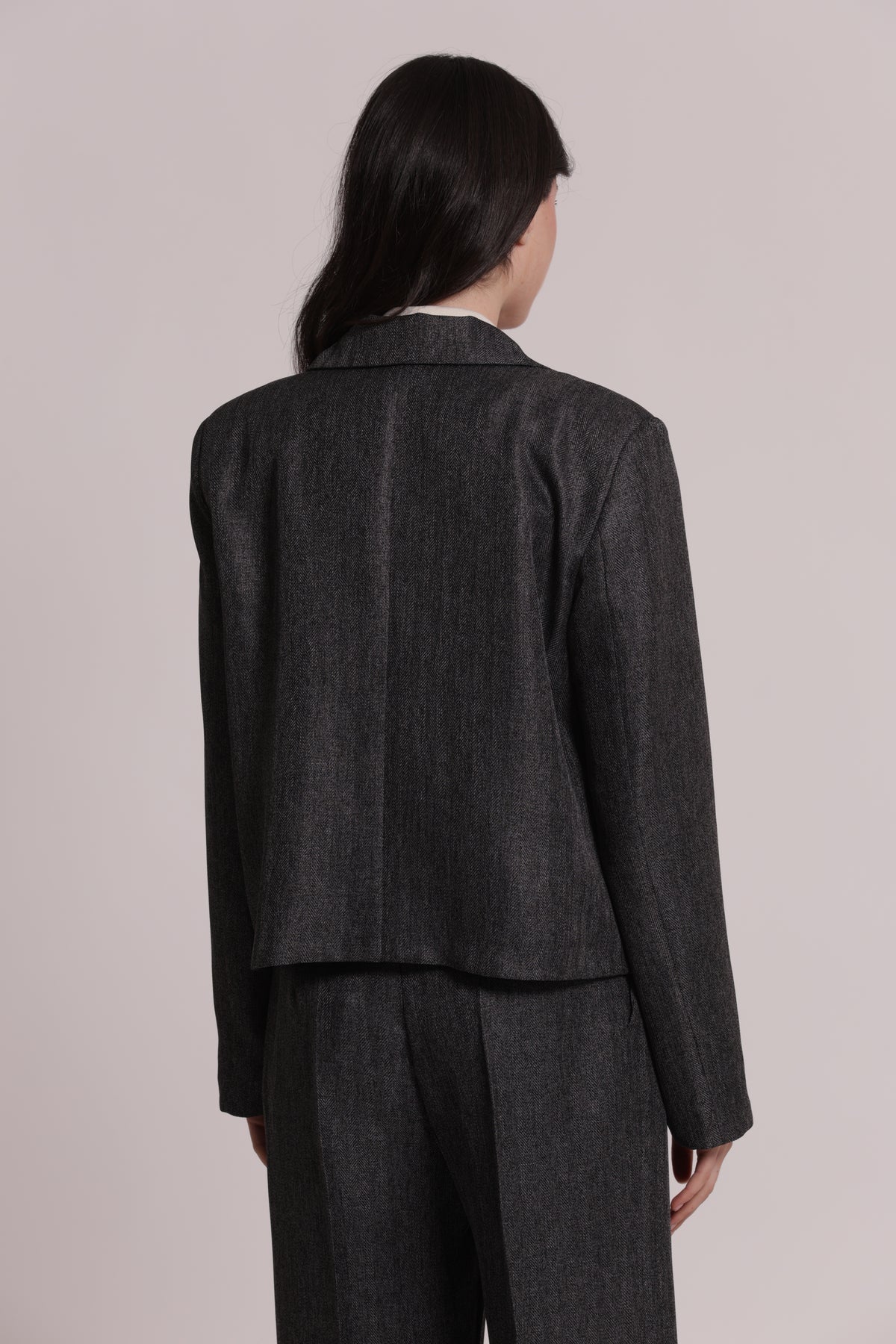 GIACCA CROPPED IN TWEED A SPIGA DI PESCE