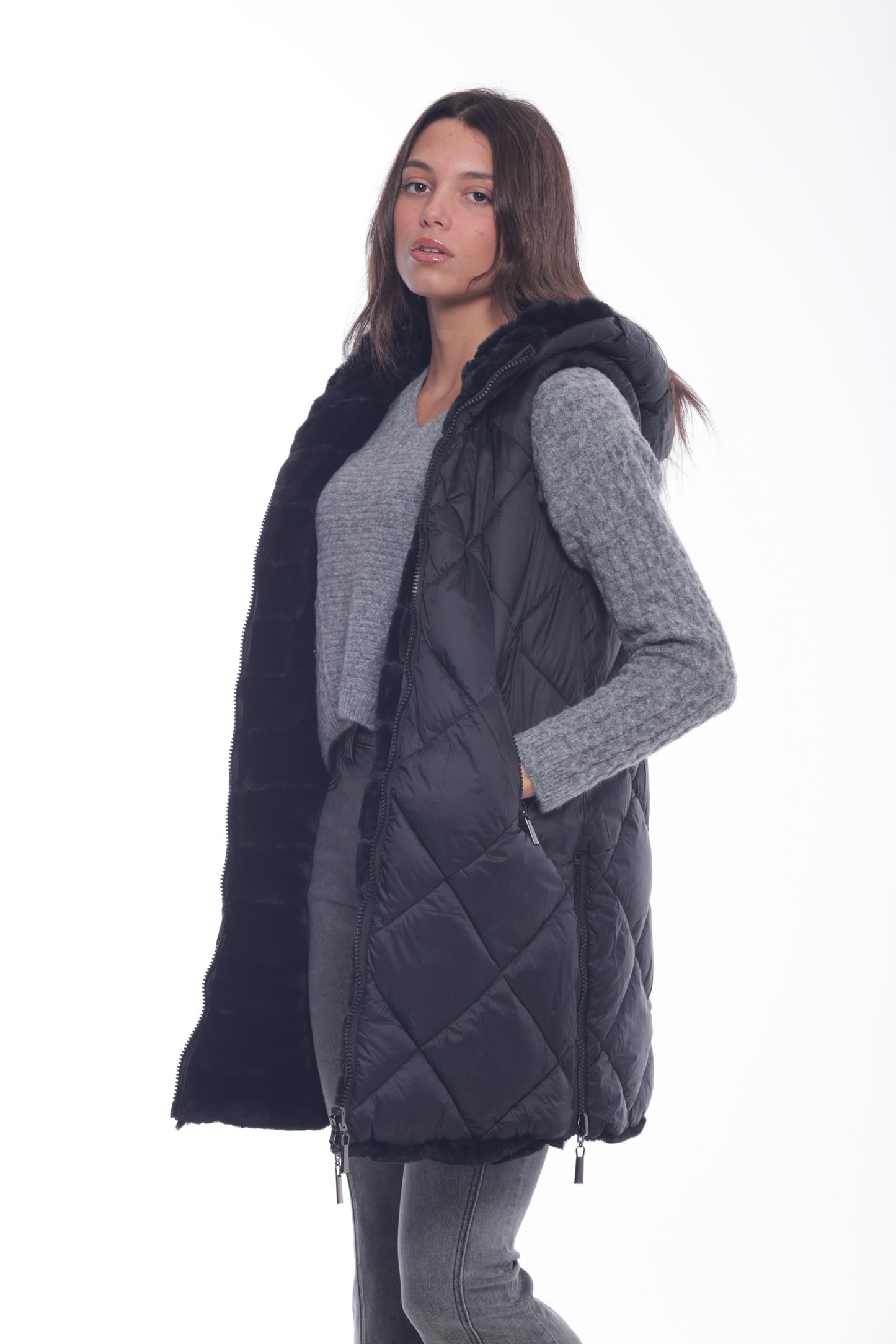 GILET LUNGO REVERSIBILE