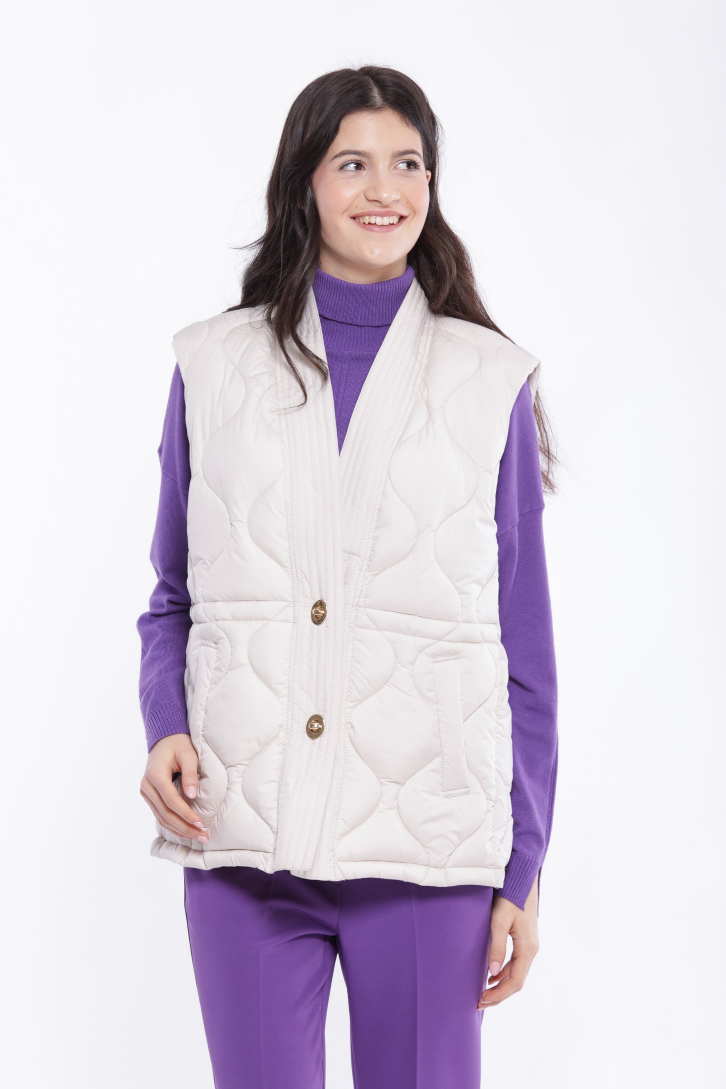 GILET IN PIUMINO CON TRAMA GEOMETRICA