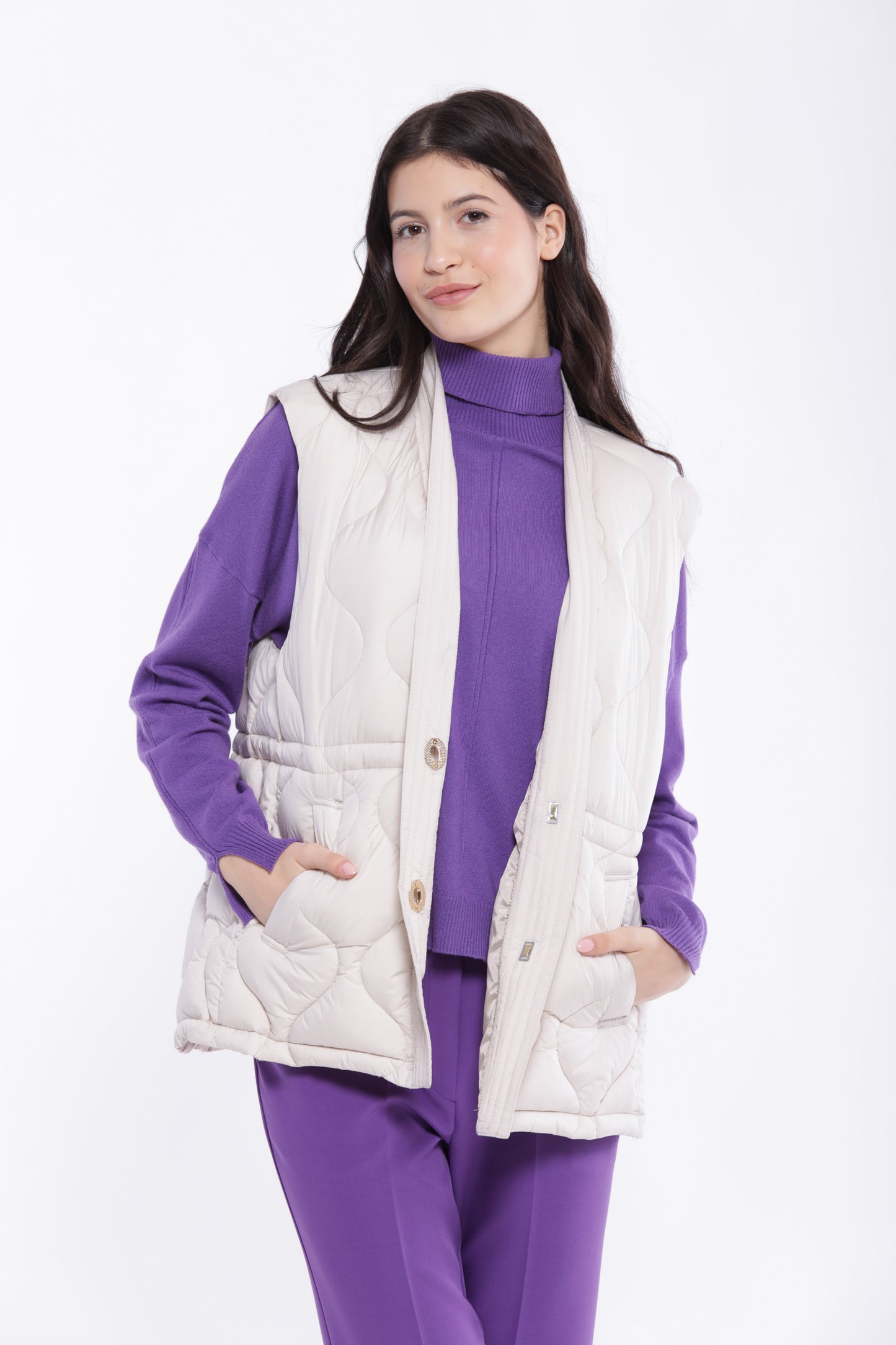 GILET IN PIUMINO CON TRAMA GEOMETRICA